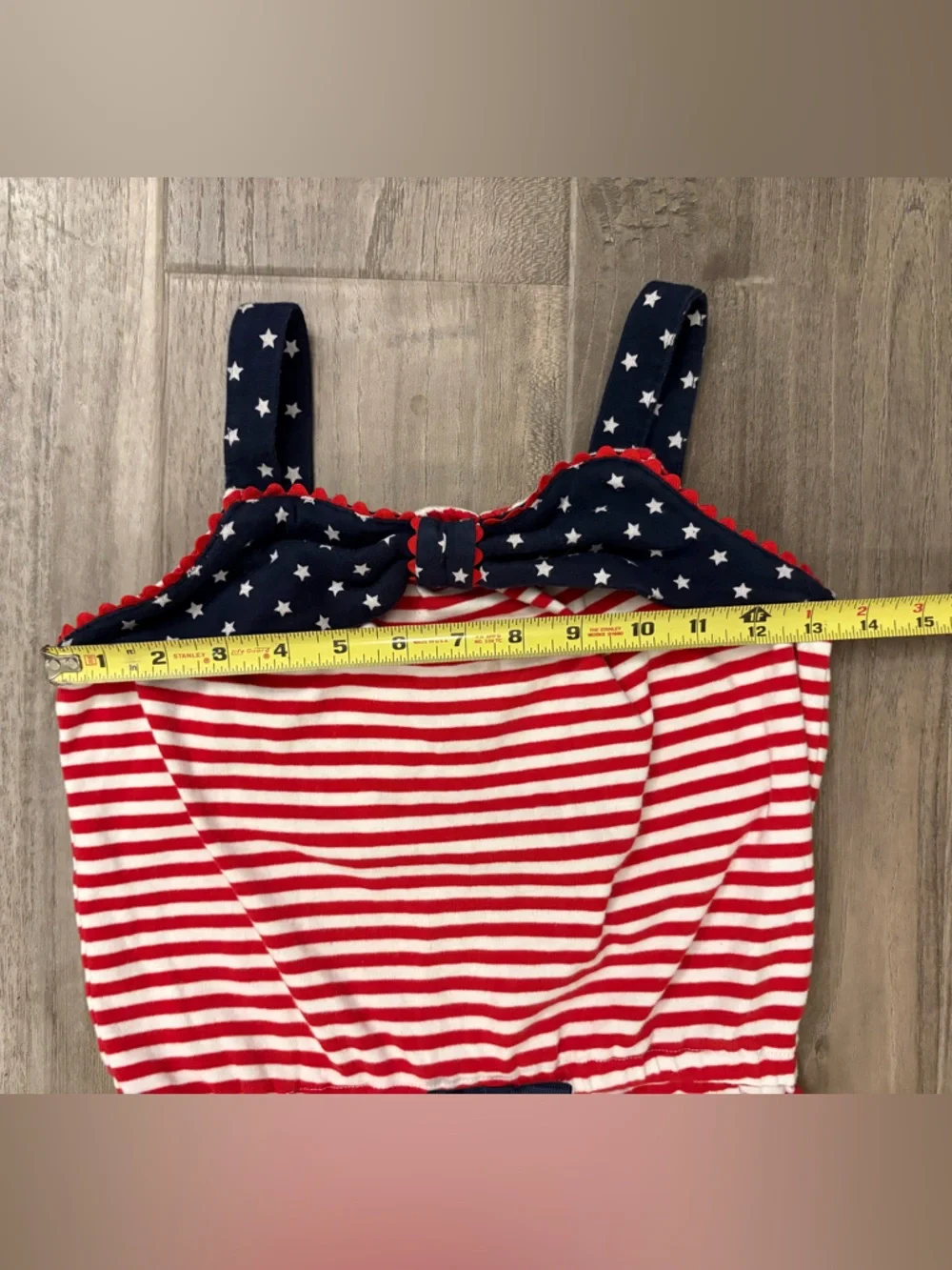 Gymboree Red & White Striped Star Print Bow Detail Knit Romper Girls Size 10